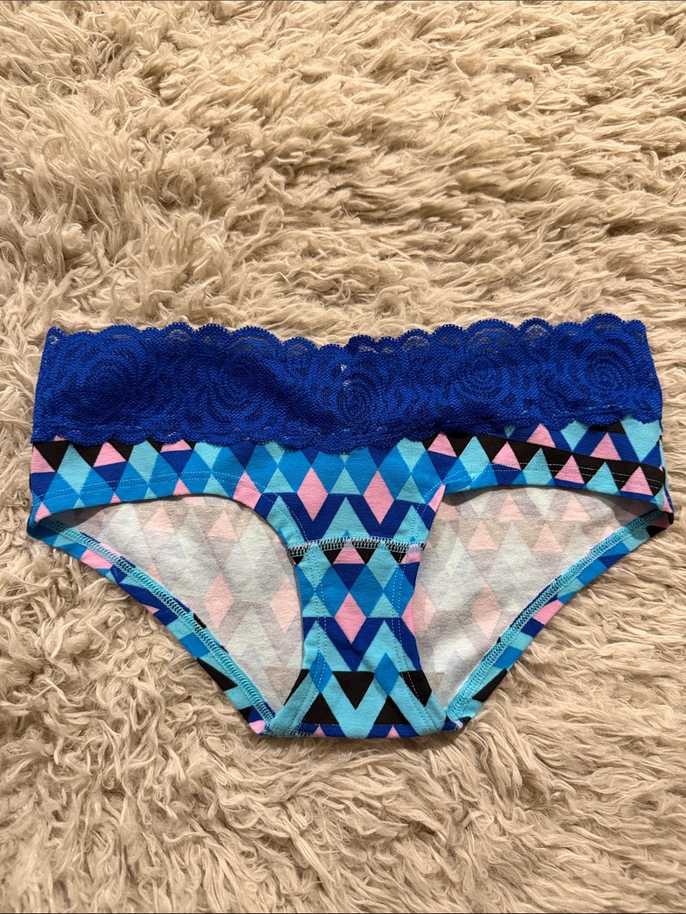 NWT VTG Y2K Victoria's Secret PINK Extra Low Rise Hipster Blue Geometric X-Small